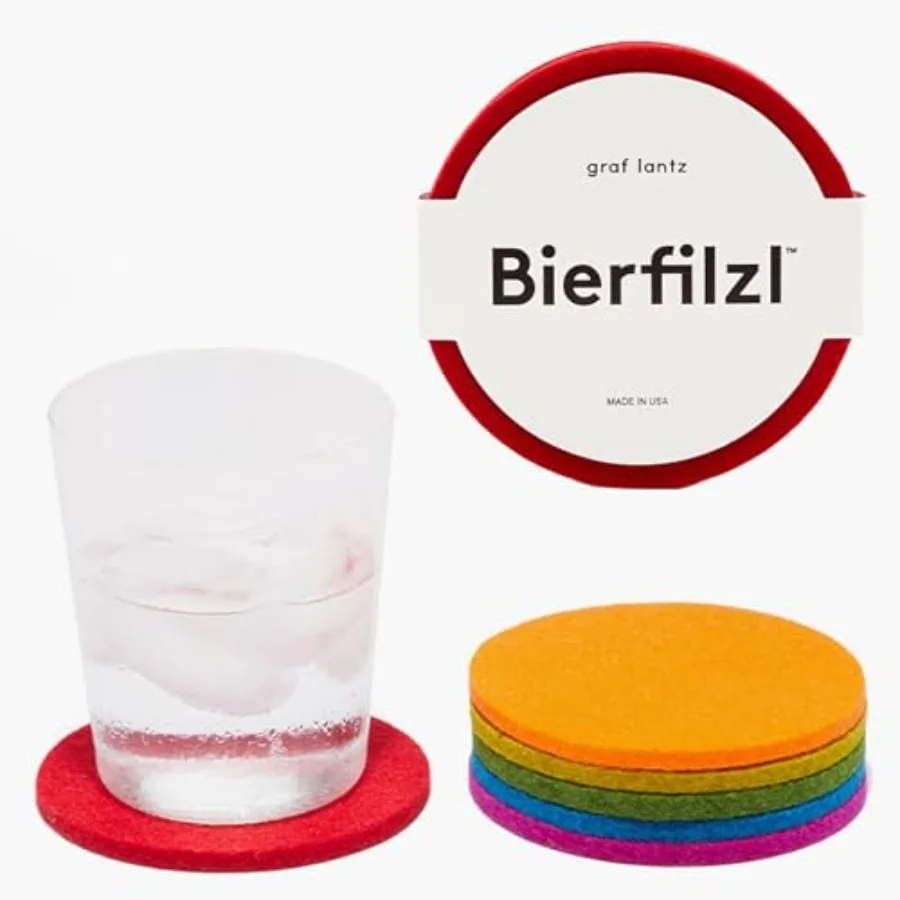 

Набор подставок под кружки из мериносовой шерсти Bierfilzl: круглые, впитывающие 30% веса, из немецкой шерсти, термостойкие, экологичные и многоразовые - Hom