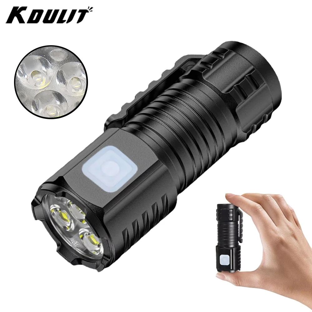 

Tactical LED Mini Flashlight Outdoor 3 LED Torch Clip Magnet USB Rechargeable Work Light 5 Modes for Hiking Camping Car Repair