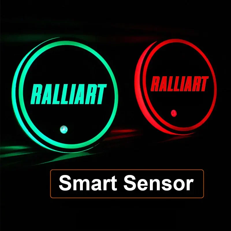 

Разноцветные автомобильные подставки под стаканы, подставки для Mitsubishi Ralliart, USB зарядка, светодиодные противоскользящие детали, украшение для автомобильной атмосферы