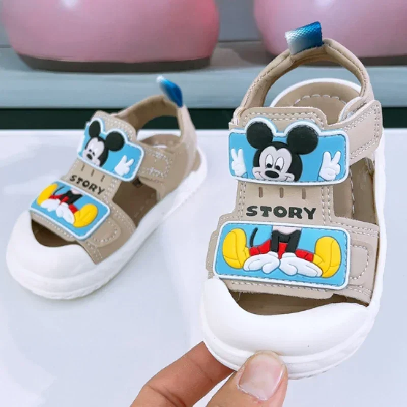 Disney Baby Kids Toddler Sandals Cute Mickey Sandals for Children Outdoor Shoes Girls and Boys Protect Toe Beach Shoes