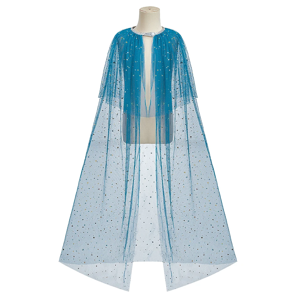 

Детская блестящая накидка принцессы, летний костюм для девочек на Хэллоуин, Рождество, вечеринку, синий плащ, новые платья и аксессуары для маленьких девочек