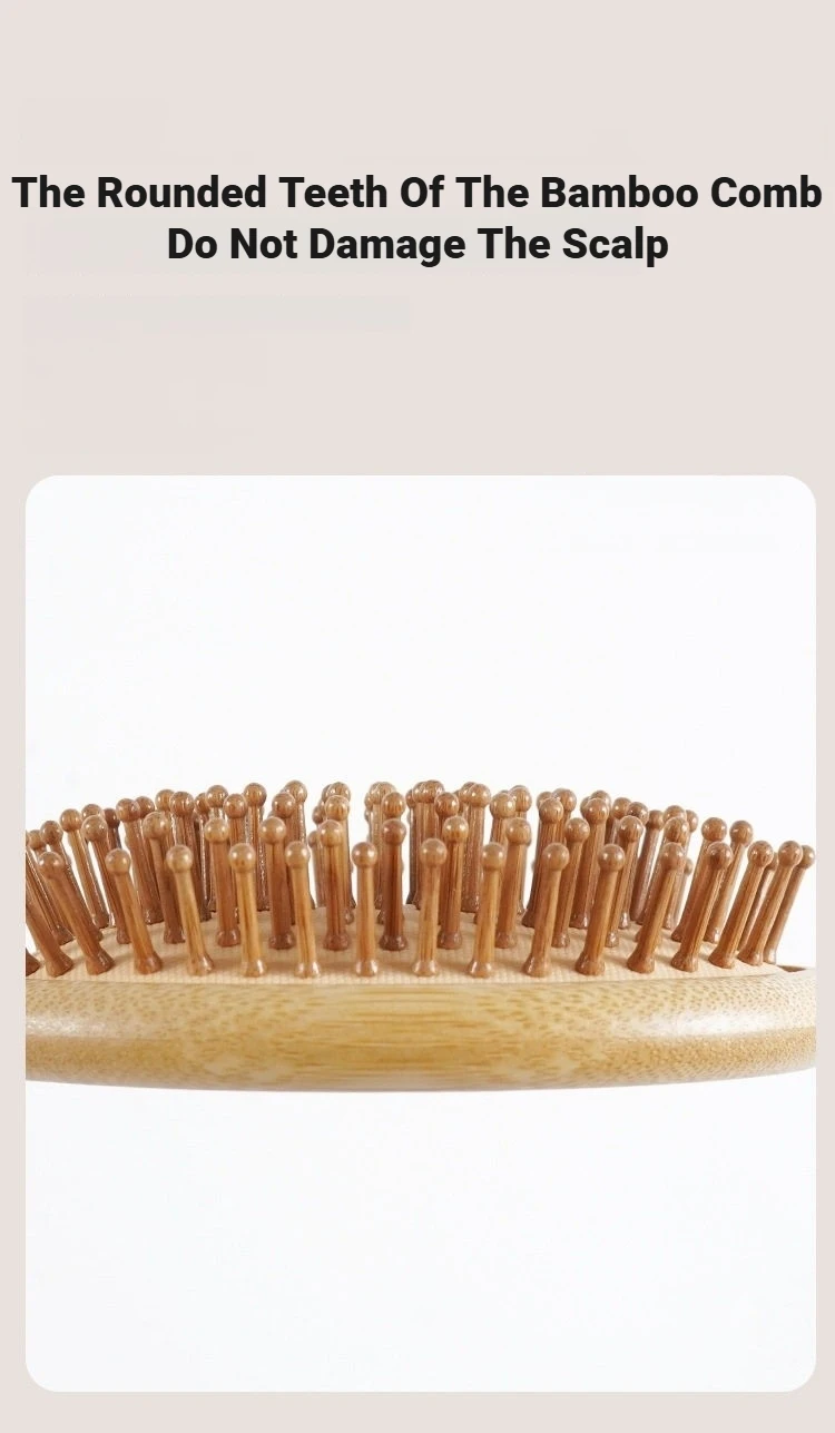 1 Stück professionelle Haarbürste aus Bambusholz mit Kissen, Paddle-Haarkamm, zur gesunden Kopfhautmassage, Haarpflege, zur Vorbeugung von Haarausfall – Detail 4