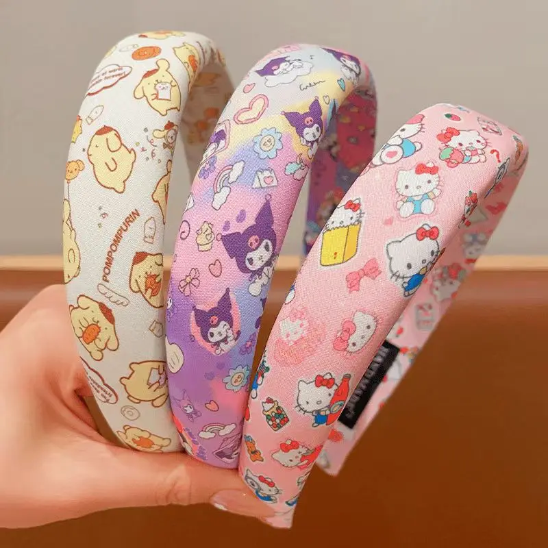 Sanrio Kawaii Children Hairband Kuromi Anime Hair Hoop Accessories New Hello Kitty Kids Girls Party Cute Headbands Headwear Gift