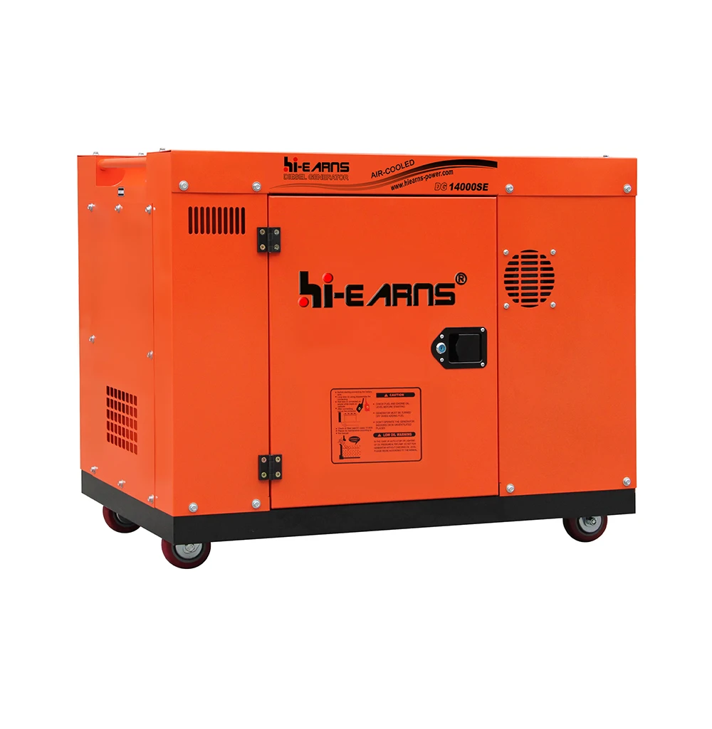 Hi-earns 10KW 12KVA Slient type air-cooled 1102F die·sel engine generator optional plug