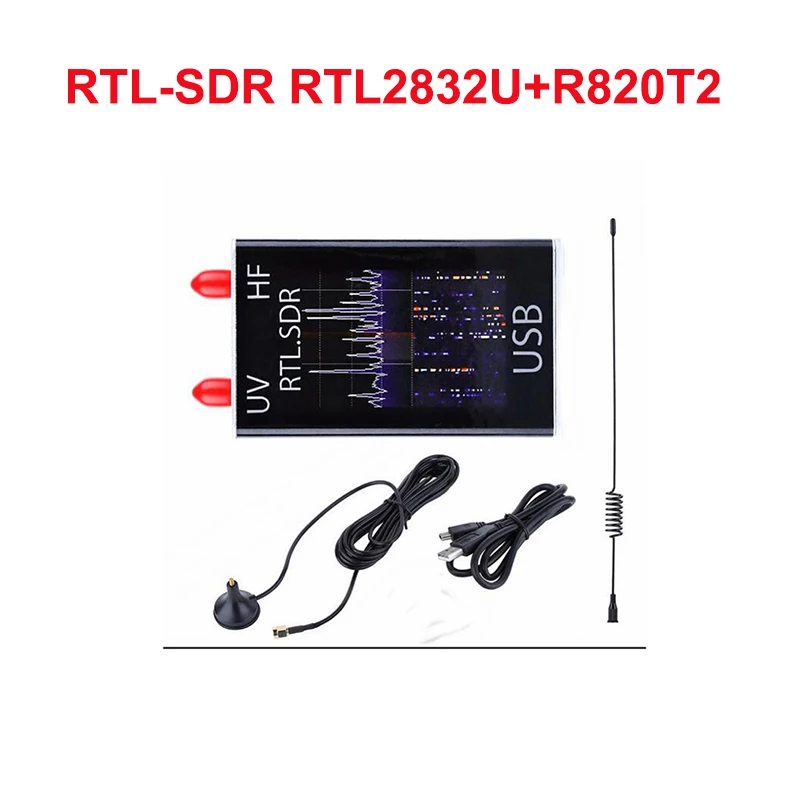 Radio Receiver 100KHz-1.7GHz Full-Band Software Radio USB RTL2832U+R820T U/V Antenna HF FM AM RTL-SDR RX IPEX Antenna Mini USB