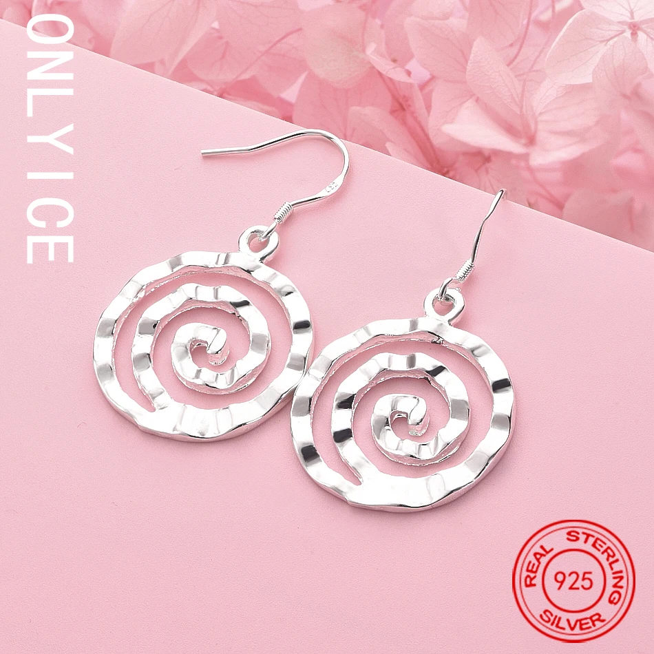 

Fashion 925 Sterling Silver Spiral Circle Earrings For Women Charms Fine Party Wedding Jewelry Christmas Gifts