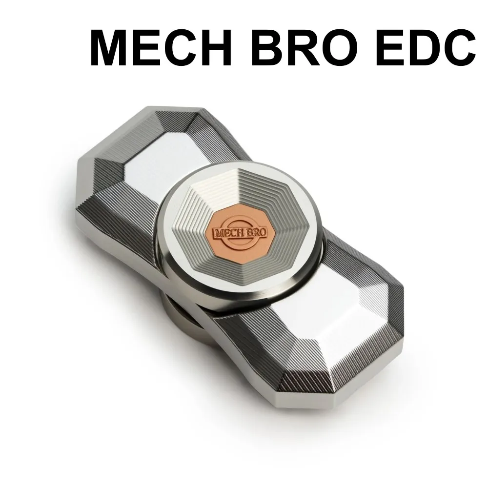 MECH BRO EDC acier inoxydable Fidget Spinner en laiton cuivre à deux lames Fidget Spinner Push Feeling Fidget jouets pour adultes