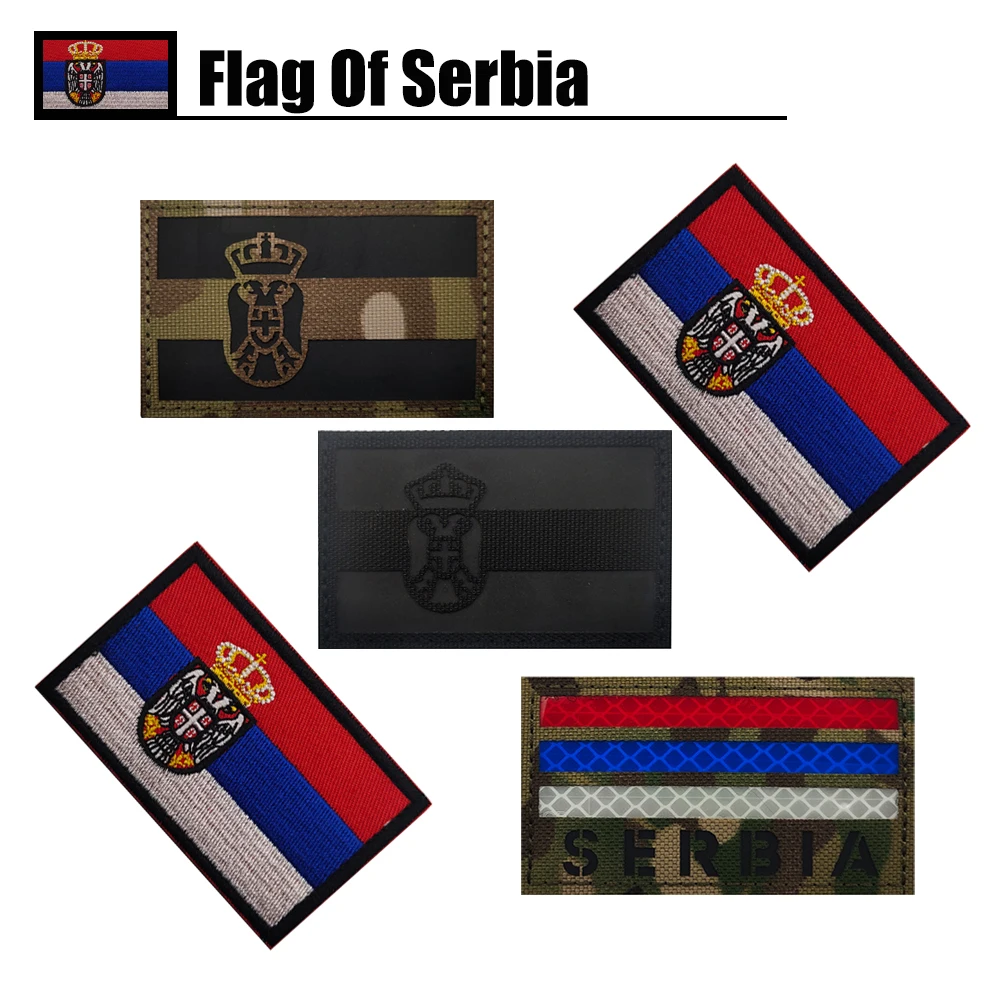 Naszywka z flagą kraju Europy z haftem Serbia Naszywka z etykietą na ramiączkach z flagą Serbia