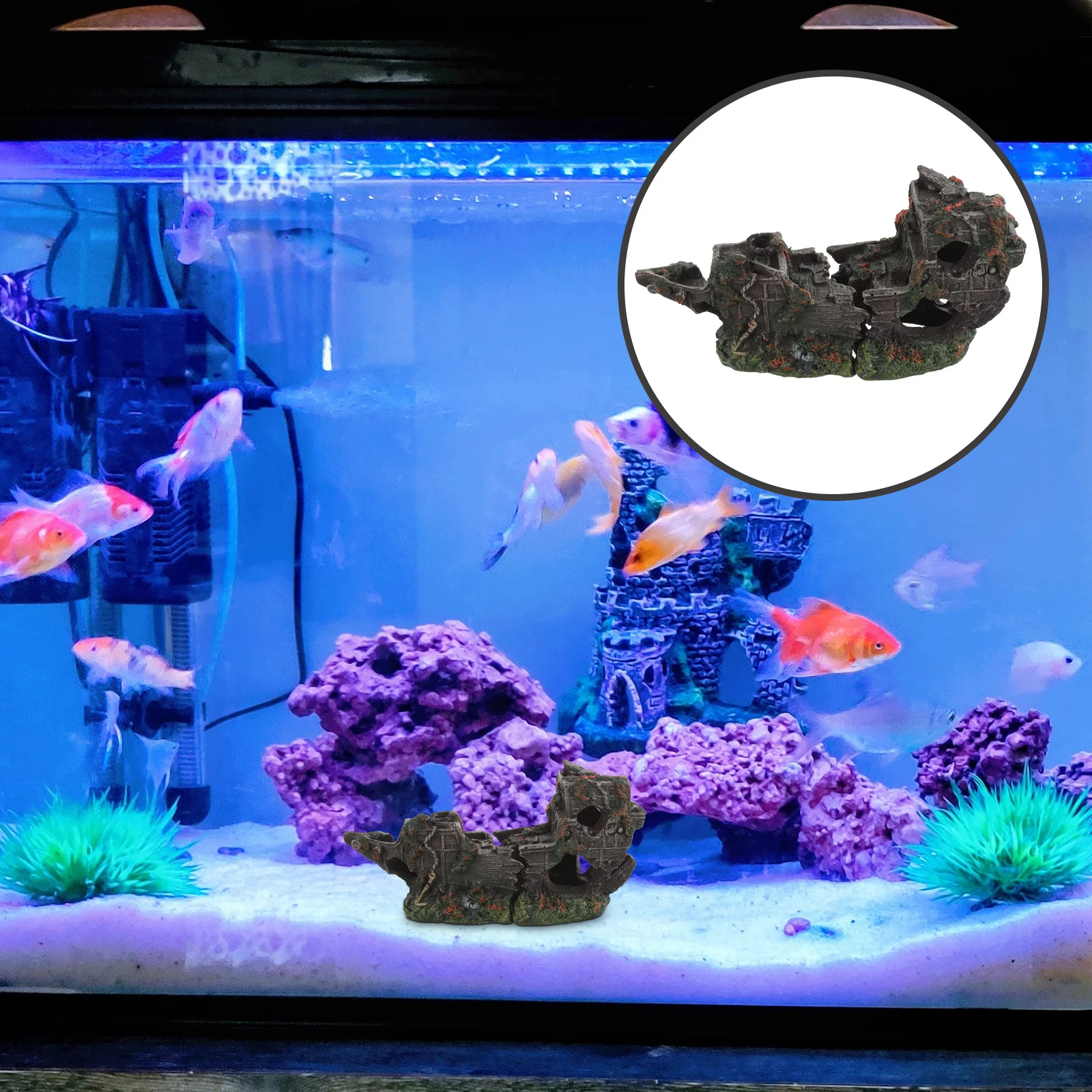 

Miniature Resin Ship Wreck Decoration for Aquarium Fish Tank Fresh Or Salt Water Safe Hiding Place Craft Underwater Ship Decor