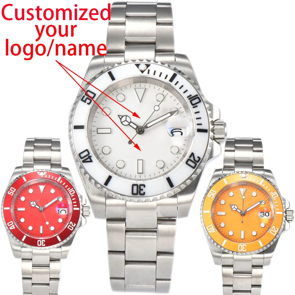 

Men's Watch 40mm Case Custom Logo Laser Engraving logo Stainless Steel Watch Sapphire Glass NH35 Movement New Waterproof Watch