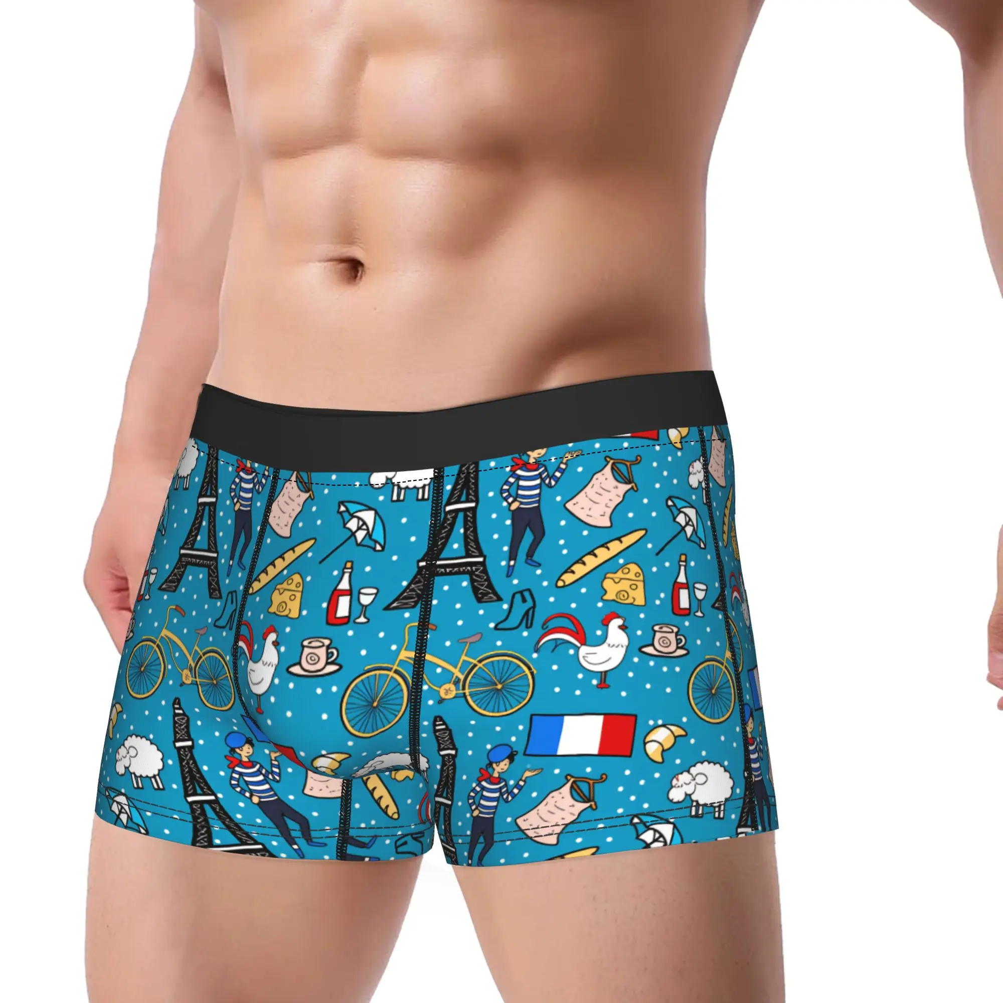 French Paris Underwear Fashion Men's Boxer Brief Funny Boxershorts High Quality Pattern Large Size Underpants
