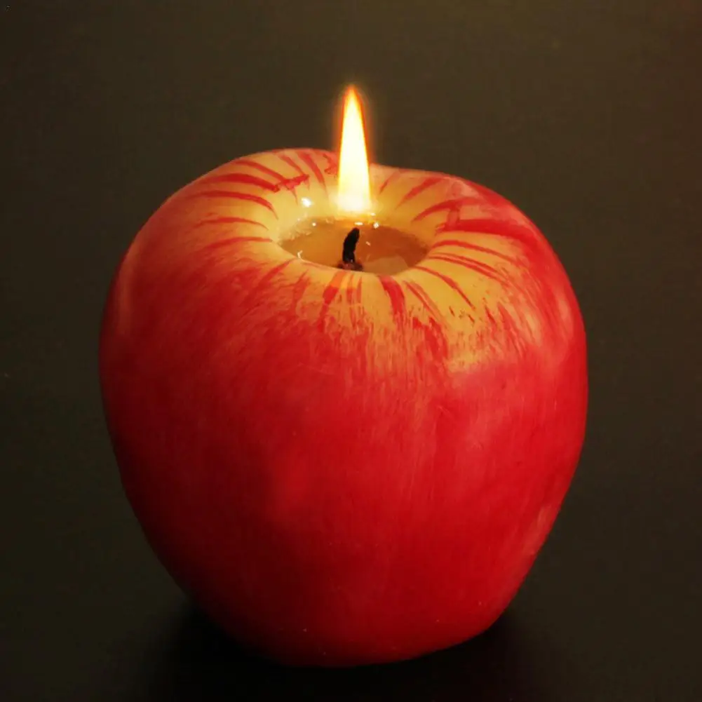 

Red Apple Scented Candle Christmas Decoration Supplies Suitable Family Celebrate Birthday Cute Fruit Candles Desktop Ornament