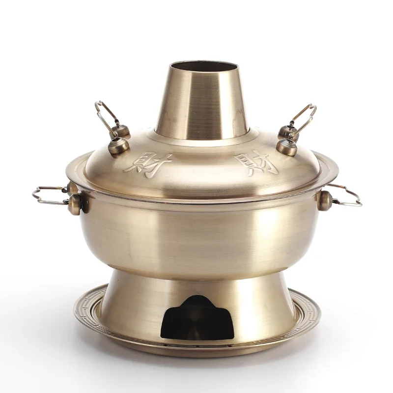 304 old Beijing copper hot pot charcoal hot pot stainless steel imitation copper pot.