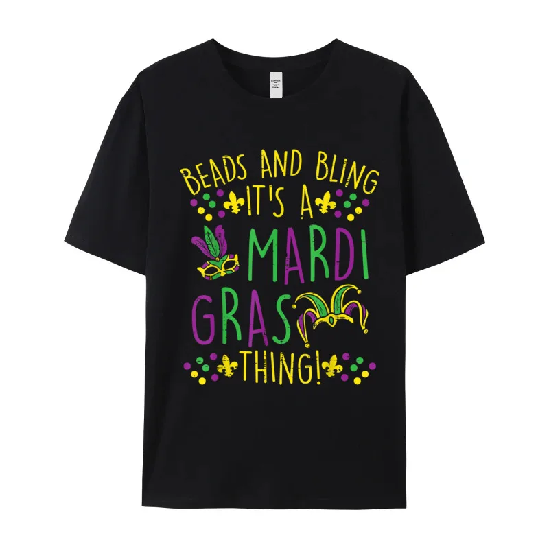 Beads Bling Mardi Gras Thing Tops & Tees VALENTINE DAY Round Neck Pure Cotton Youth T-shirts Slogan Tops Shirts Newest