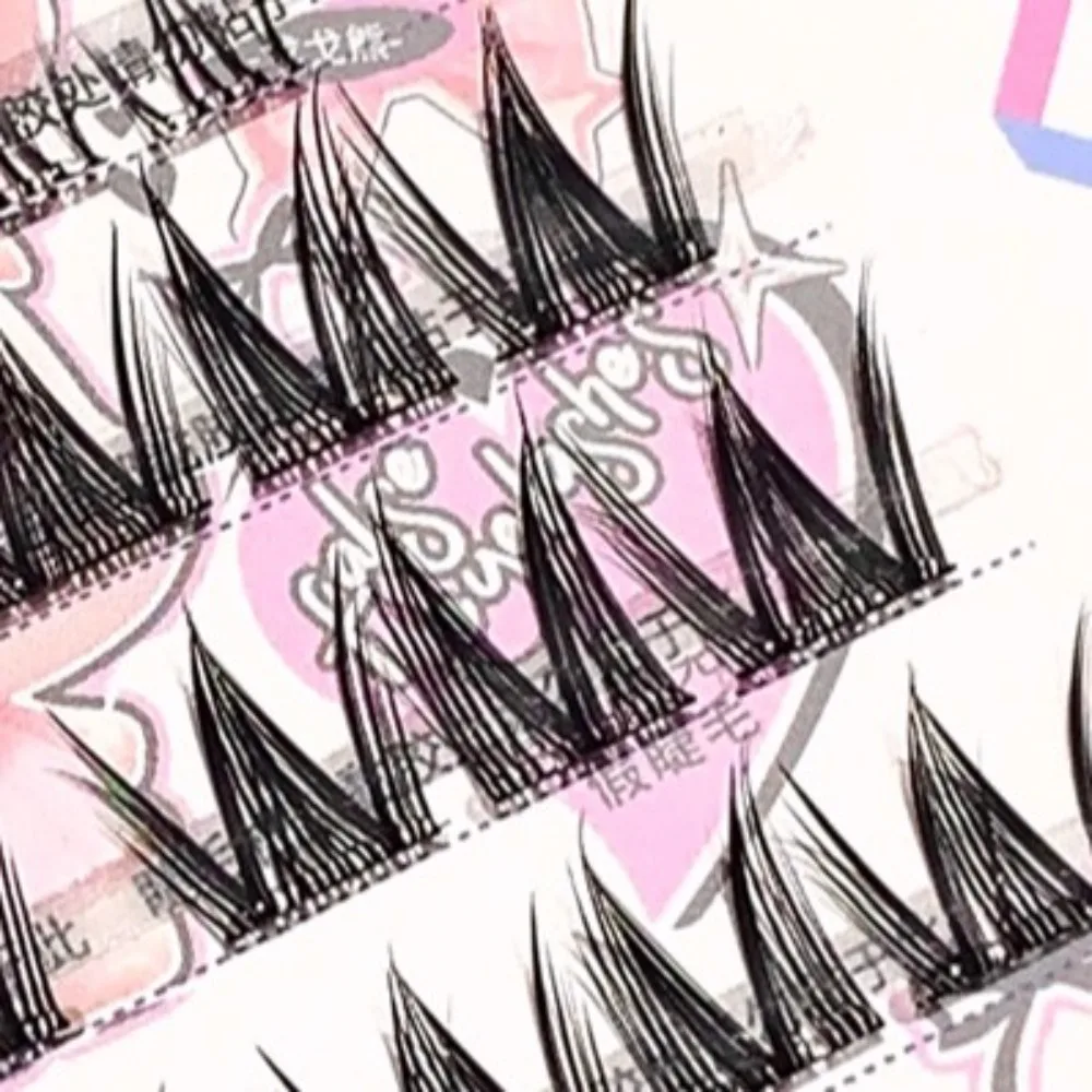 ふわふわ DIY 自己粘着まつげクラスター再利用可能なうっすらとした粘着つけまつげマンガ個別接着剤不使用の偽まつげ女の子