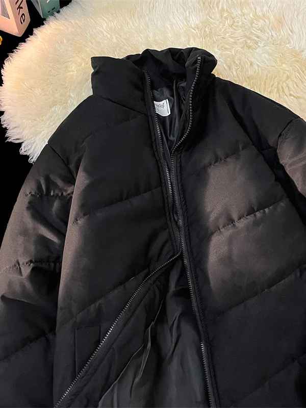 

Зимняя утепленная хлопковая куртка на флисовой подкладке для пар, повседневная, с воротником-стойкой, длинными рукавами, теплая верхняя одежда