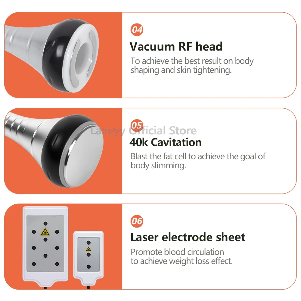 6IN1 częstotliwość 40K ultradźwiękowa kawitacja masażer wibracyjny ciała kształt maszyna wyszczuplająca próżniowe radio Lipo laser cellulit Burning
