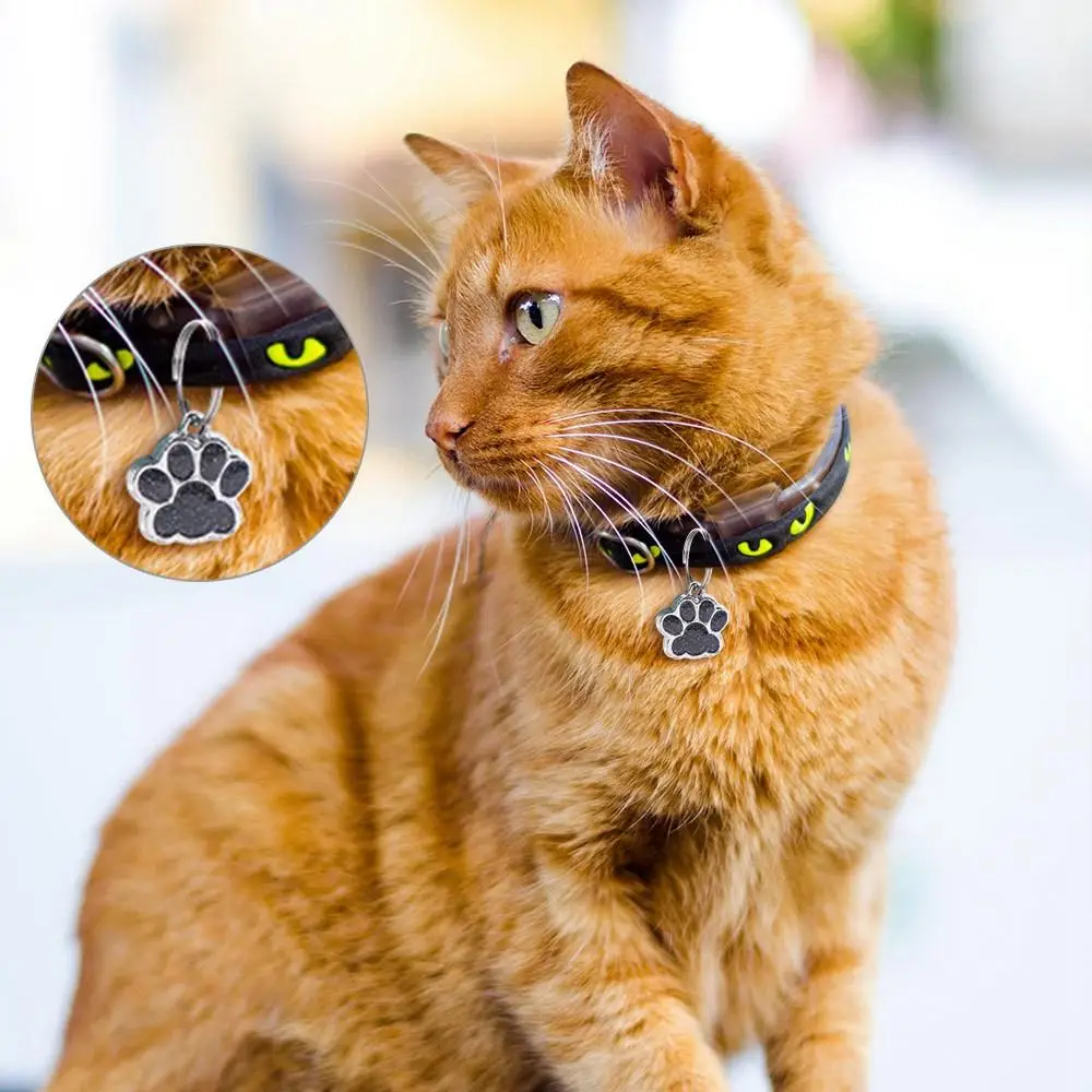 

Cat Dog Paw Print Dog Cat Tags Anti-Lost Personalized Pet Glitter Pendant Exquisite with Hook Pet Collar Tag Pendant Kitten