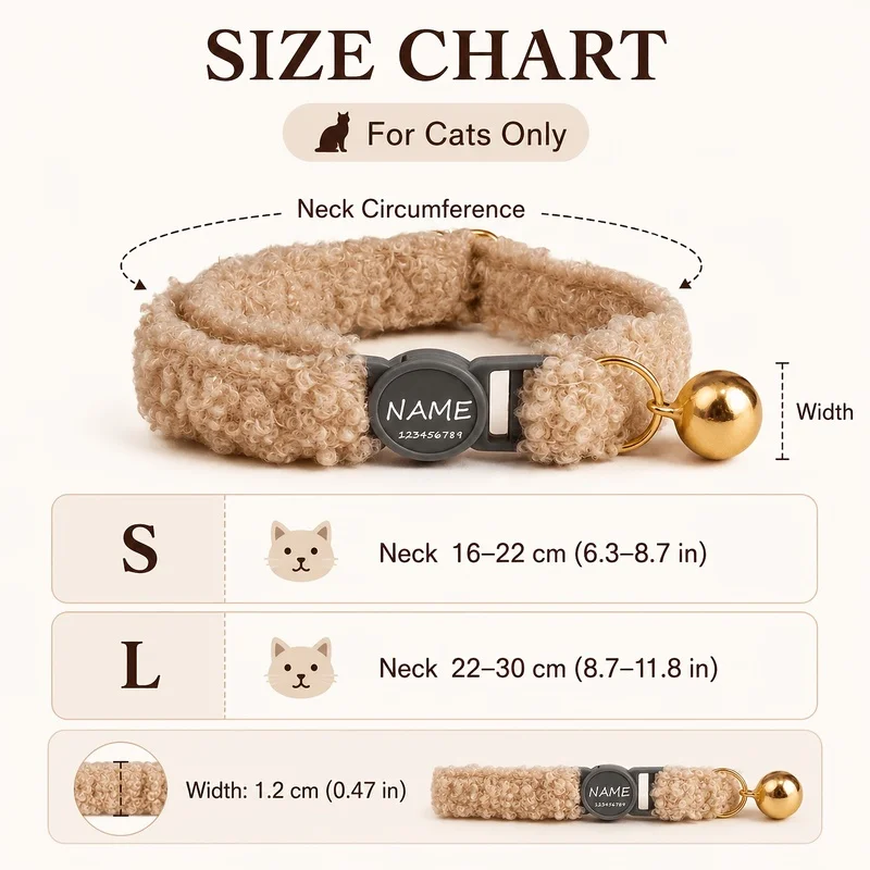 1 Piece New Teddy Bear Matte Grey Safety Breakaway Cat Collar - Vintage Pet Accessory Collar, Soft & Comfortable