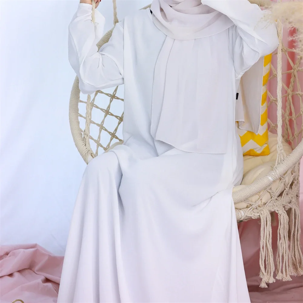 

Solid Plain Crepe Abaya for Women Dubai Modest Under Dress Islam Muslim Kaftan With Pocket Islamic Dress Robe Femme Musulmane