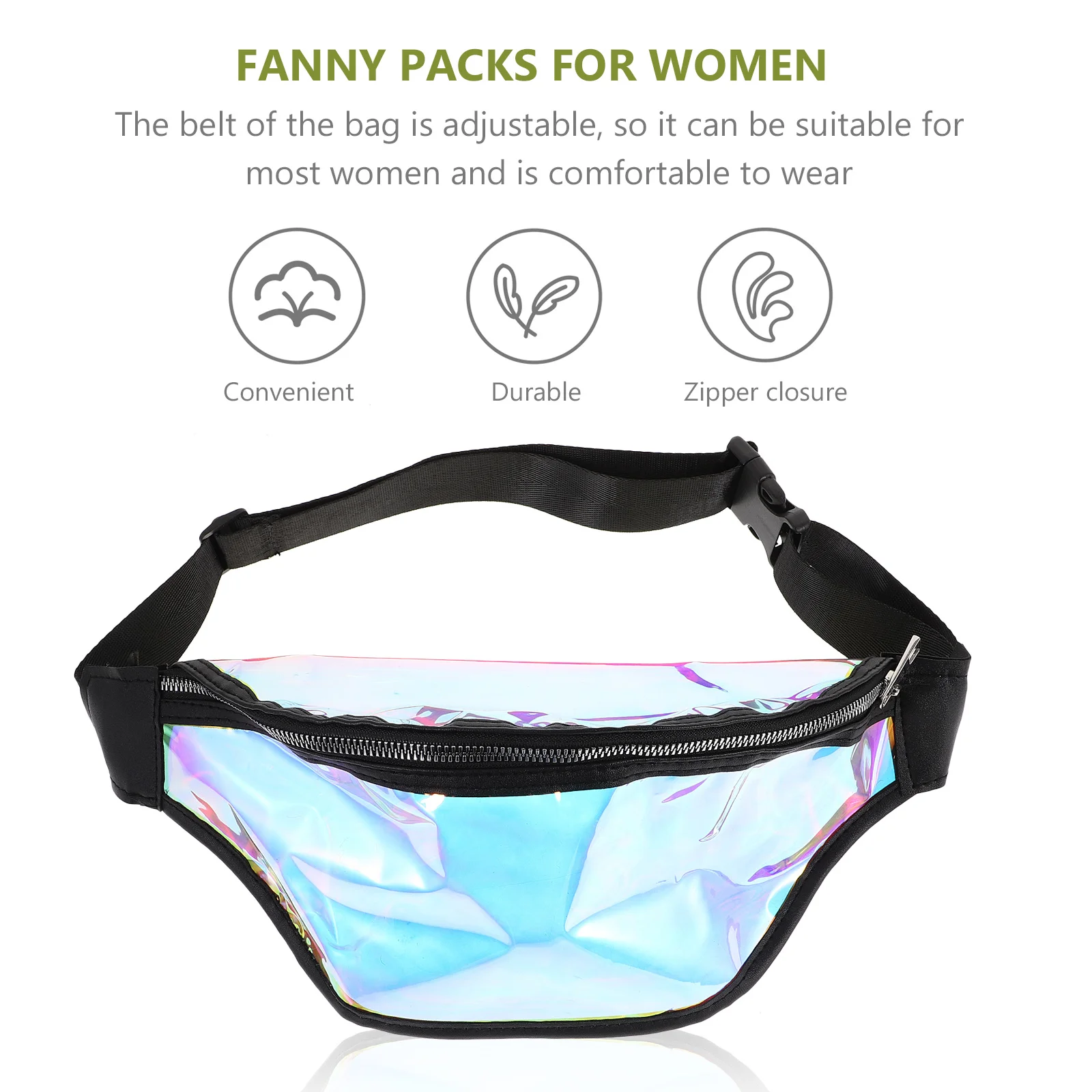 Waterproof Fanny Pack PVC Material Women Waist Bag Adjustable Strap Small Fashion Belt Bag Outdoor Running Travel Waist Pack