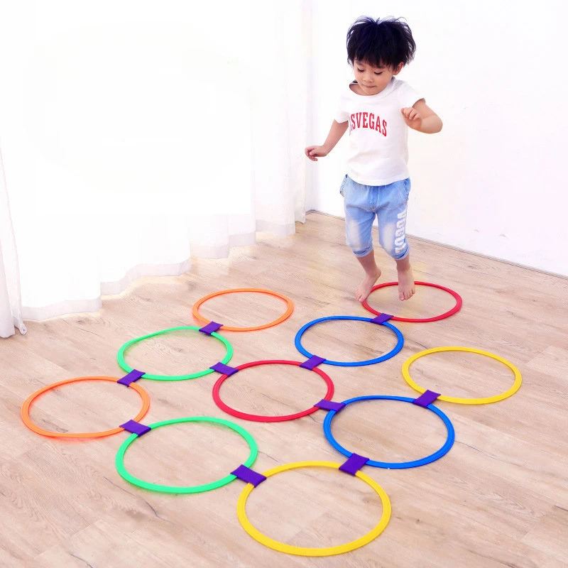 Kids Funny Outdoor Physical Training Sport Toys Lattice Jump Ring Set Game Toy for Hopscotch Jump Park Sensory Play Boys Girls