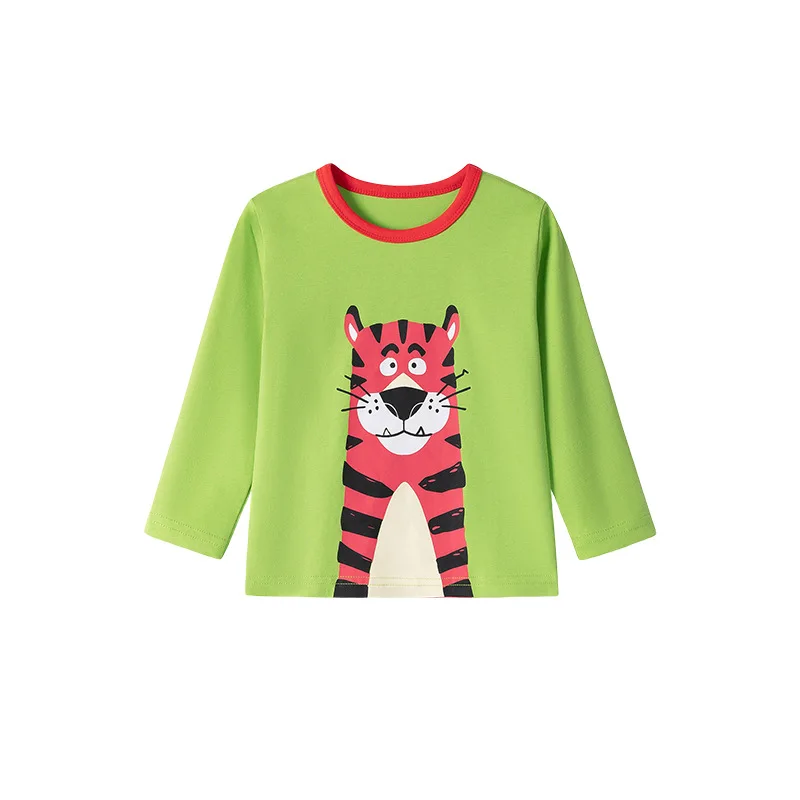 

2025 European And American Style Affordable And Cute Tiger Cotton Cartoon Comfortable Long Sleeved T-shirt