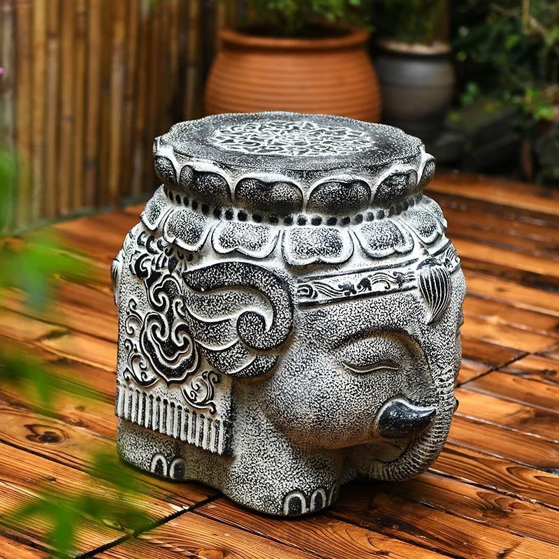 Creative courtyard artificial stone pier outdoor animal elephant shoe changing stool imitation stone stool flower pier board sto