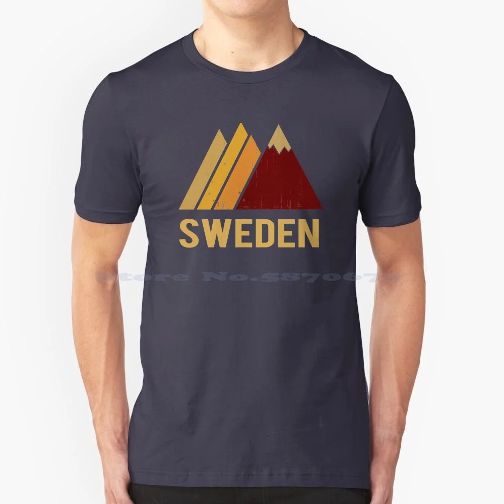 Sweden Retro T Shirt 100% Cotton Tee Swedish Flag Malmo Sweden Scandinavia Stockholm Idea