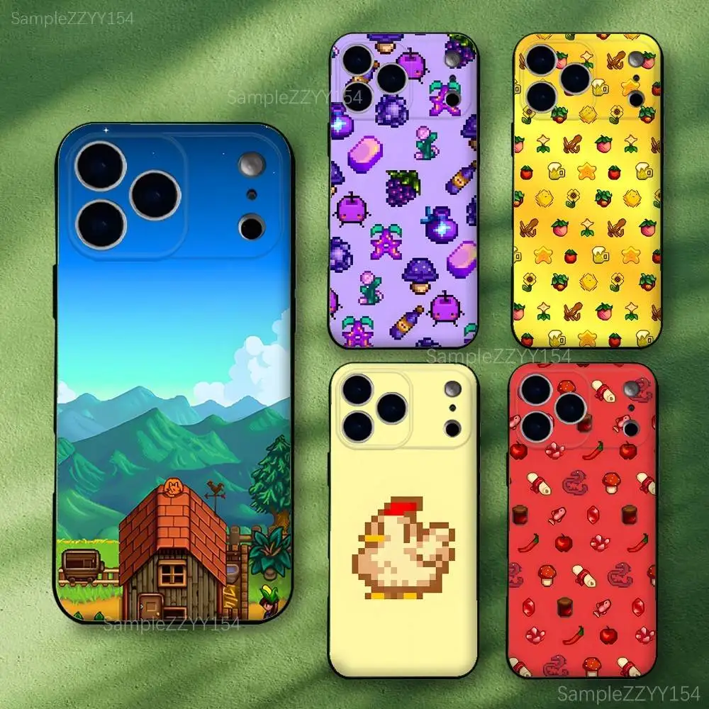 حافظة هاتف Game Stardew Valley لهاتف iPhone 17,16,15,14,13,12,Pro,Max,Plus,E,SE4,Air,Mini Black Soft Funda