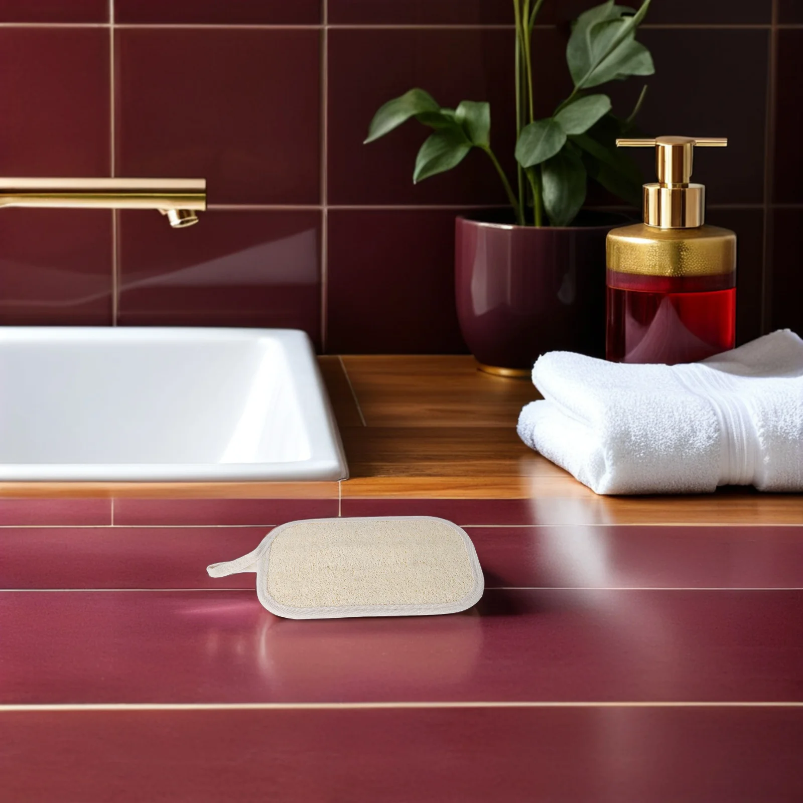 

4Pcs Natural Exfoliating Loofah Body Scrubber Secure Grip Band Efficient Bubble Creation Deep Cleansing Pores Smoother Skin