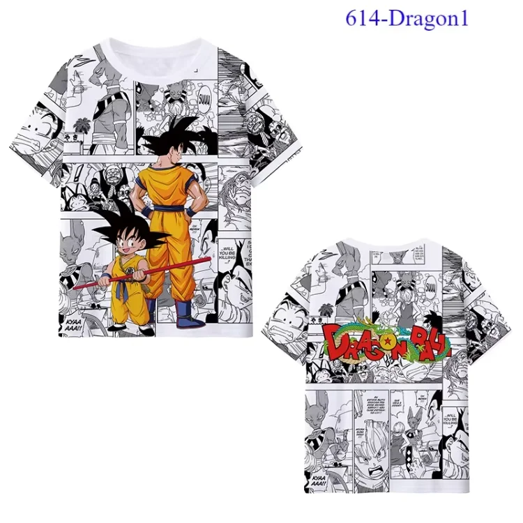 

25/26 Summer Daily Casual Breathable Top Dragon Ball Monkey King Super Saiyan Boys and Girls Breathable Anime Harajuku Style