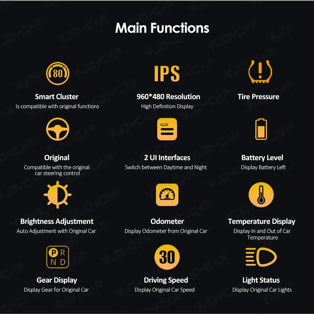 Car navigation speedometer dashboard 6.2 inch hud display instrument cluster for model 3 y