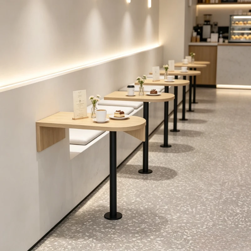 Wall Mounted Cafe Table for Milk Tea Shop Nordic Dining Tables Space Saving Breakfast Counter Durable