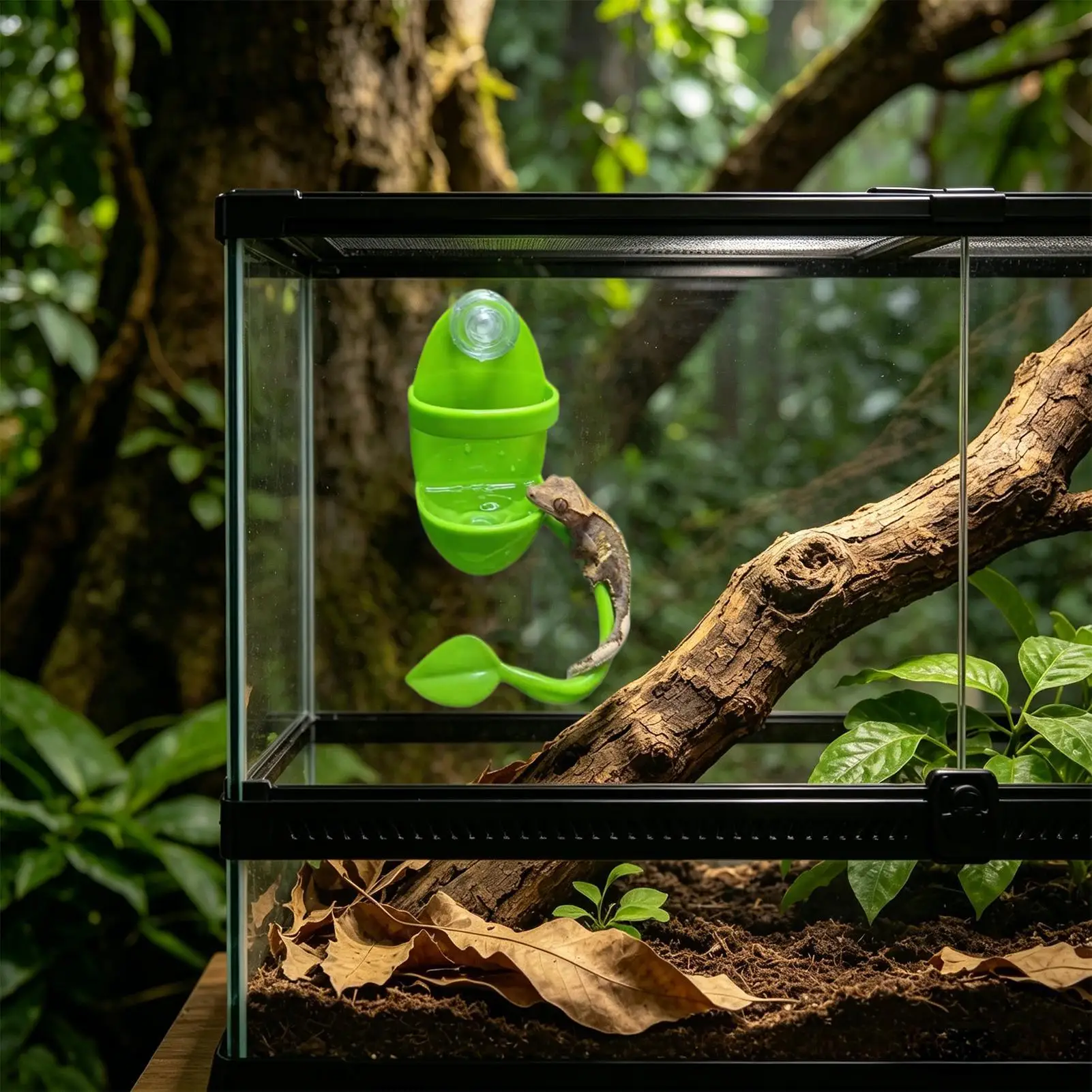Reptilien-Kletterzweig mit Saugnapf, Hitzebeständiger Sitz, Terrarium-Dekoration für Eidechsen, Frosch- und Gecko-Habitat, Tierfutterplatz – Detail 2