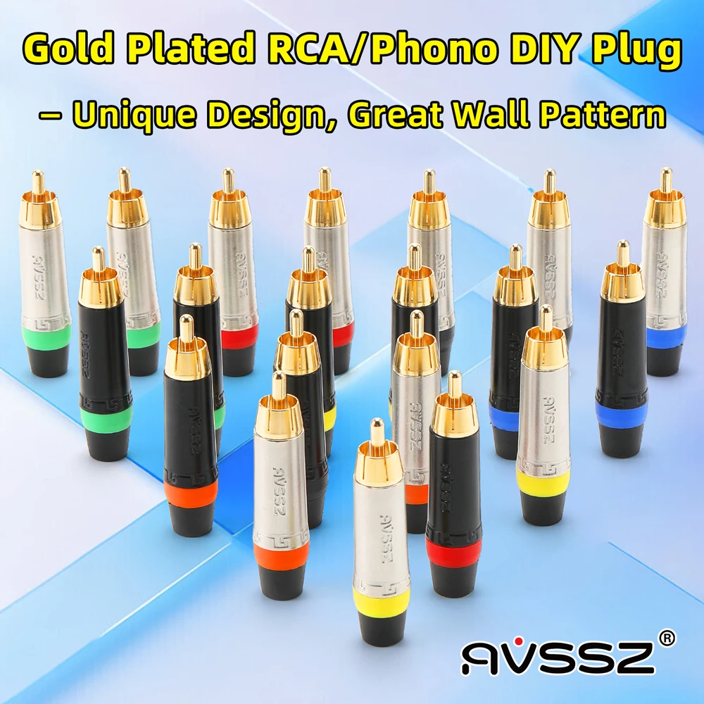 Conectores de cable de audio y vídeo RCA de metal AVSSZ, conectores de audio chapados en oro para PC, TV Box, amplificador, subwoofer, reproductor de DVD, cables de altavoz