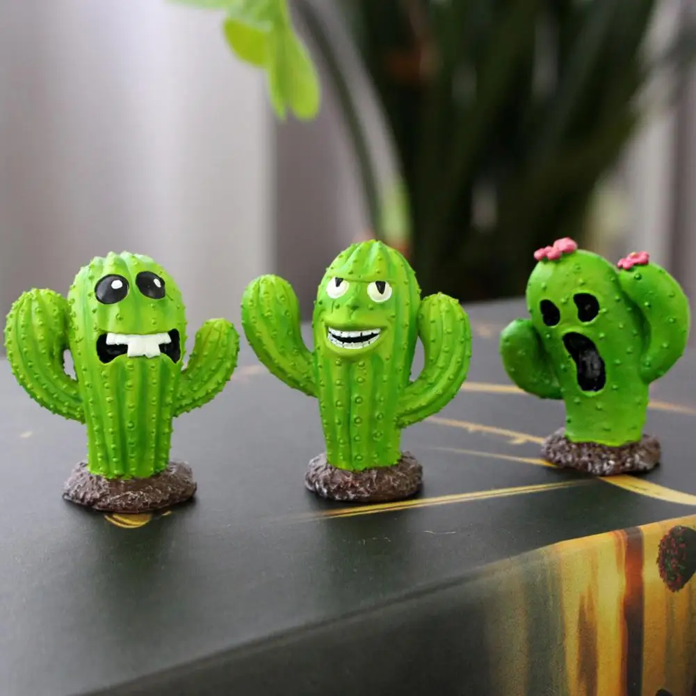 

3Pcs Cartoon Cactus Figurine,Resin Funny 3D,Expression Plant Statue Sculpture,Home Desktop Decoration, Home Decor