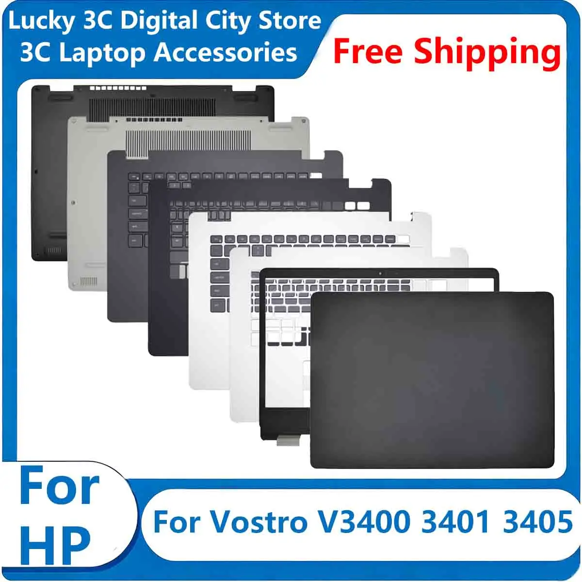 New Laptop Cover For DELL Vostro V3400 V3401 V3405 Laptop LCD Back Cover Screen Bezel Palmrest Bottom Case Black/Silver 0Y5X09