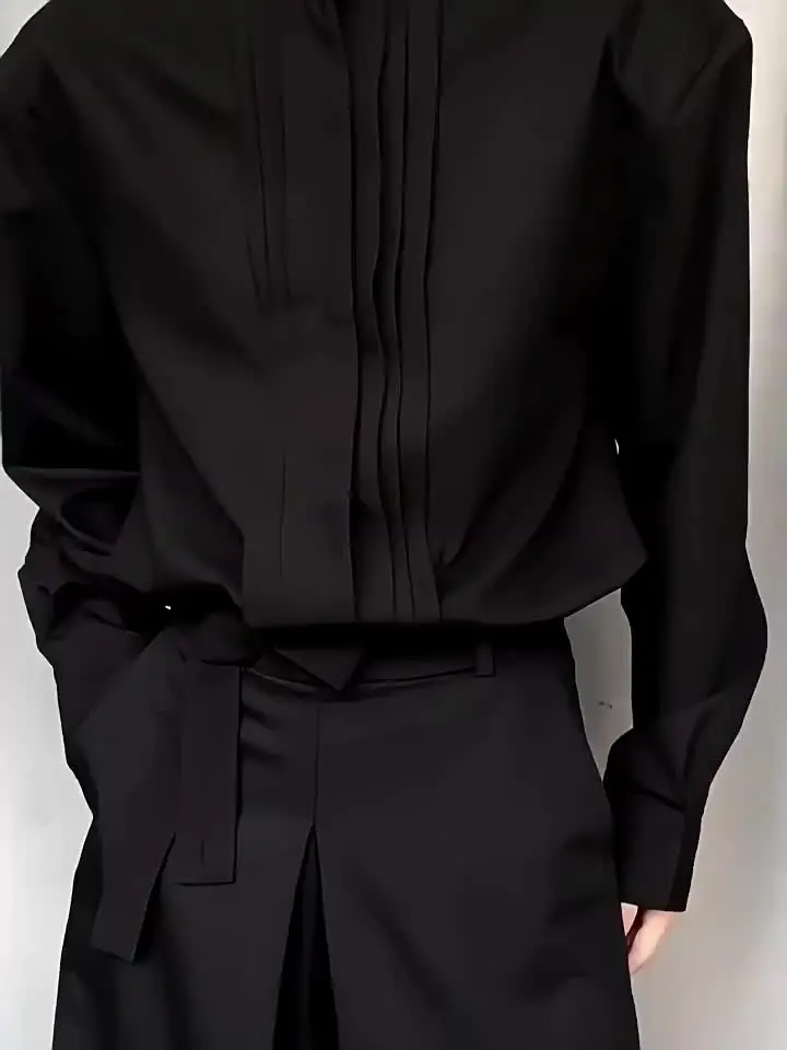 Homem camisas casuais 2025 outono de alta qualidade rugas blazer ajuste limpo ombro almofada camisa jaqueta para estilo rua camadas
