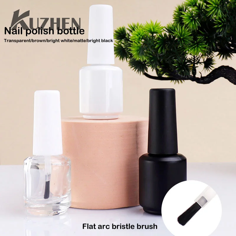 1PCS 15ml Sub-packed Nail Polish Bottle Portable Nail Gel Empty Bottle With Brush Glass Empty Bottle Touch-up Container