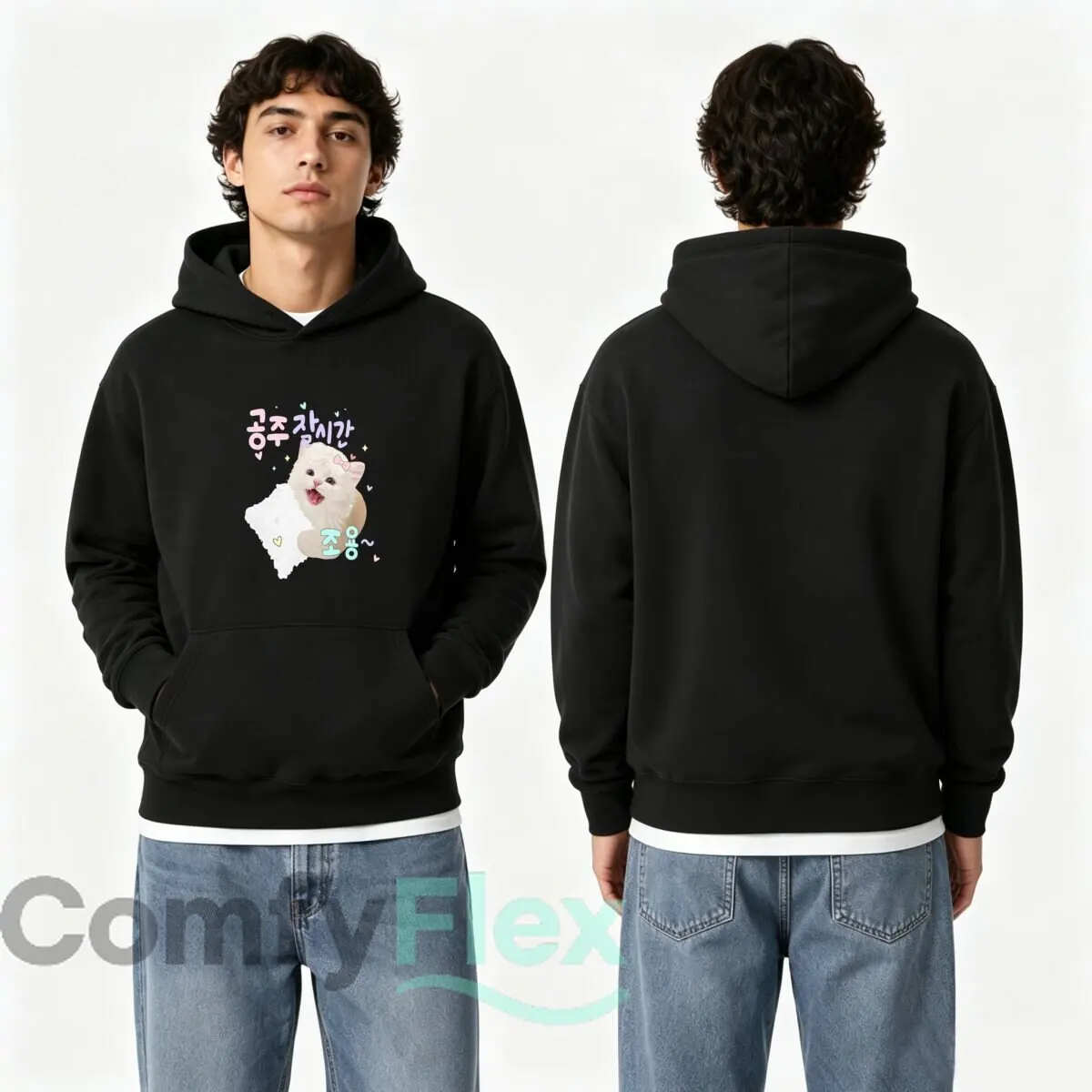 Cute White Kitten Princess Hearts Bow Autumn and winter hooded sweatshirts