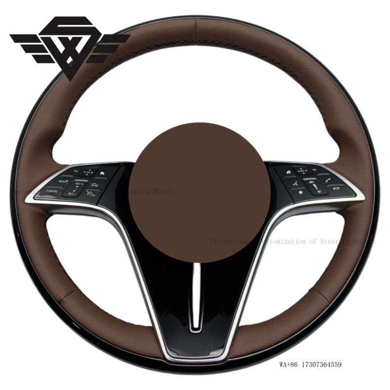 Premium Dual Peach Wood Brown Leather Steering Wheel Custom for Benz W205 W212  809 AMG W223Y W218 W219  Bespoke Styling