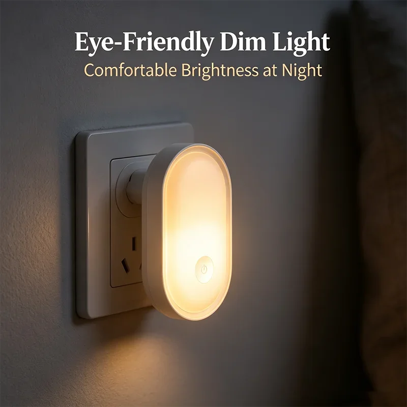 LED Night Light Wall Lamp EU Plug Light Control Induction Energy Saving Environmental Protection Bedroom Lamp Home Decor