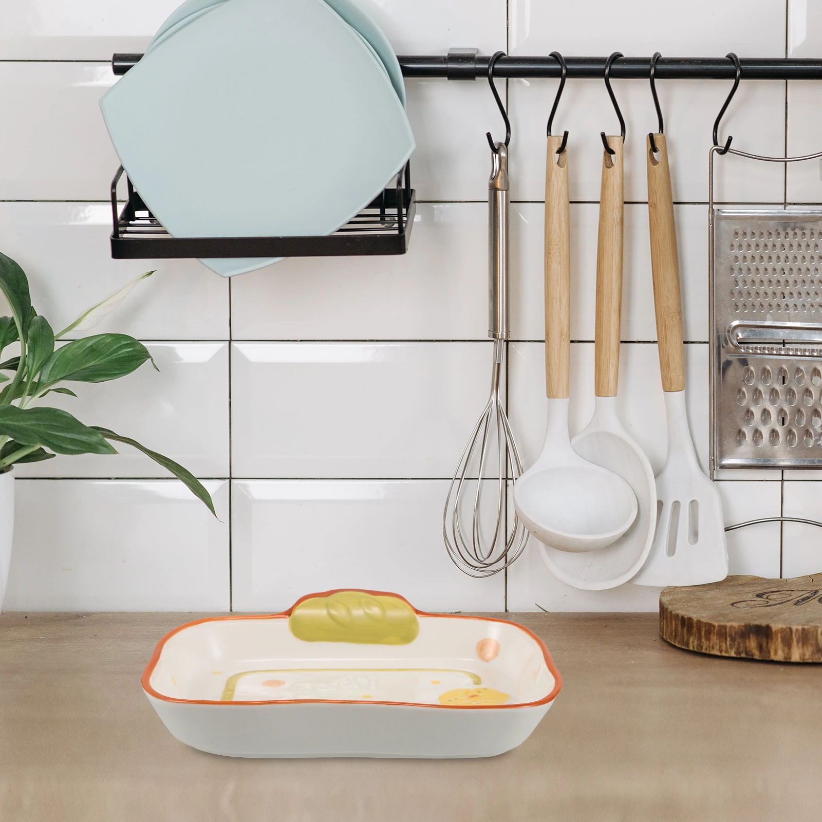 

Cute Bread Shaped Ceramic Dessert Plate Round Appetizer Serving Dish for Table Decor Dining Room Centerpiece Fruit Snack Cake