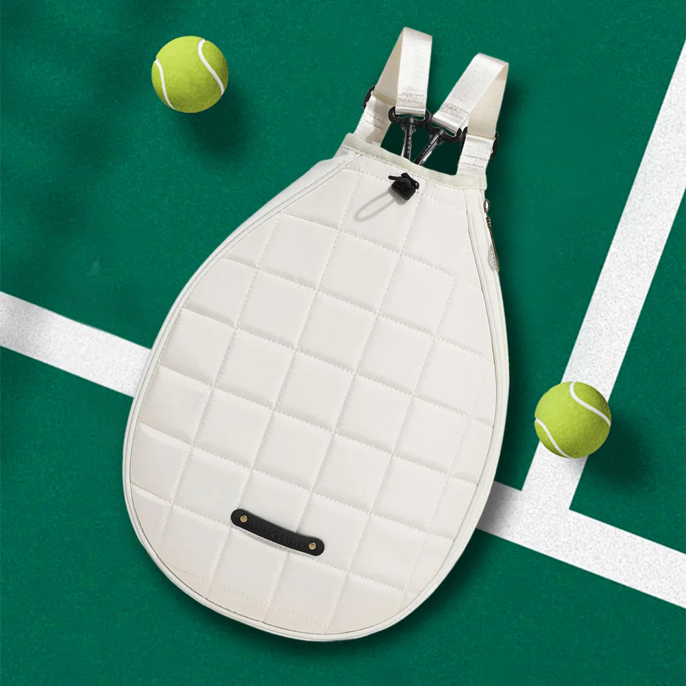 

Quilted Tennis Backpack Waterproof Portable Badminton Racquet Bag Zipper Closure Pickleball Paddles Shoulder Bag for Women Men
