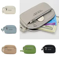 Portable Softer Leather Money Coin Purse Waterproof Wear-resistant Credit Card Holoder Zipper Pocket Purse Women