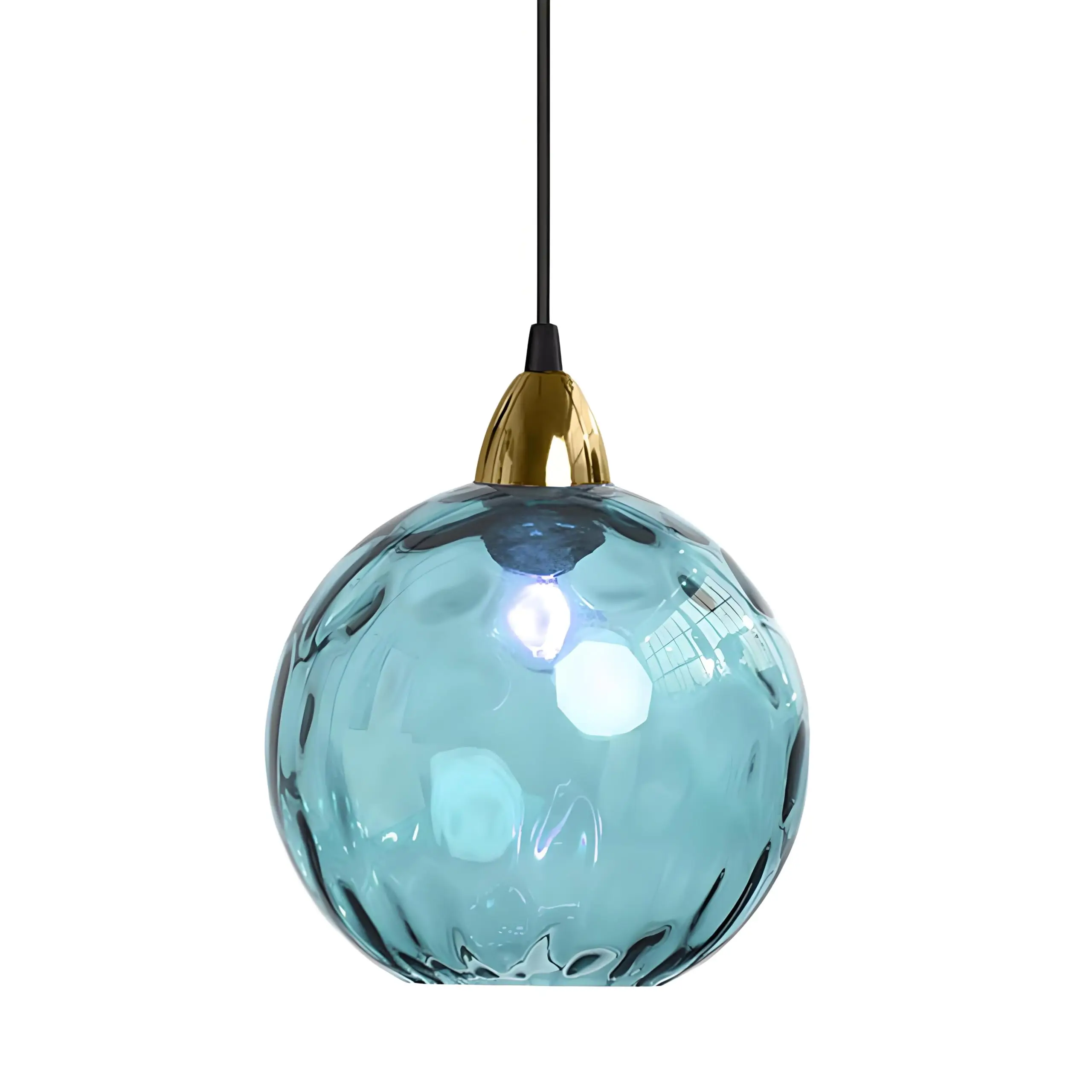 

Industrial Vintage Spherical Glass Pendant Light, E26 Base, Ripple Glass Globe Shade, Dining Room Bedroom Chandelier