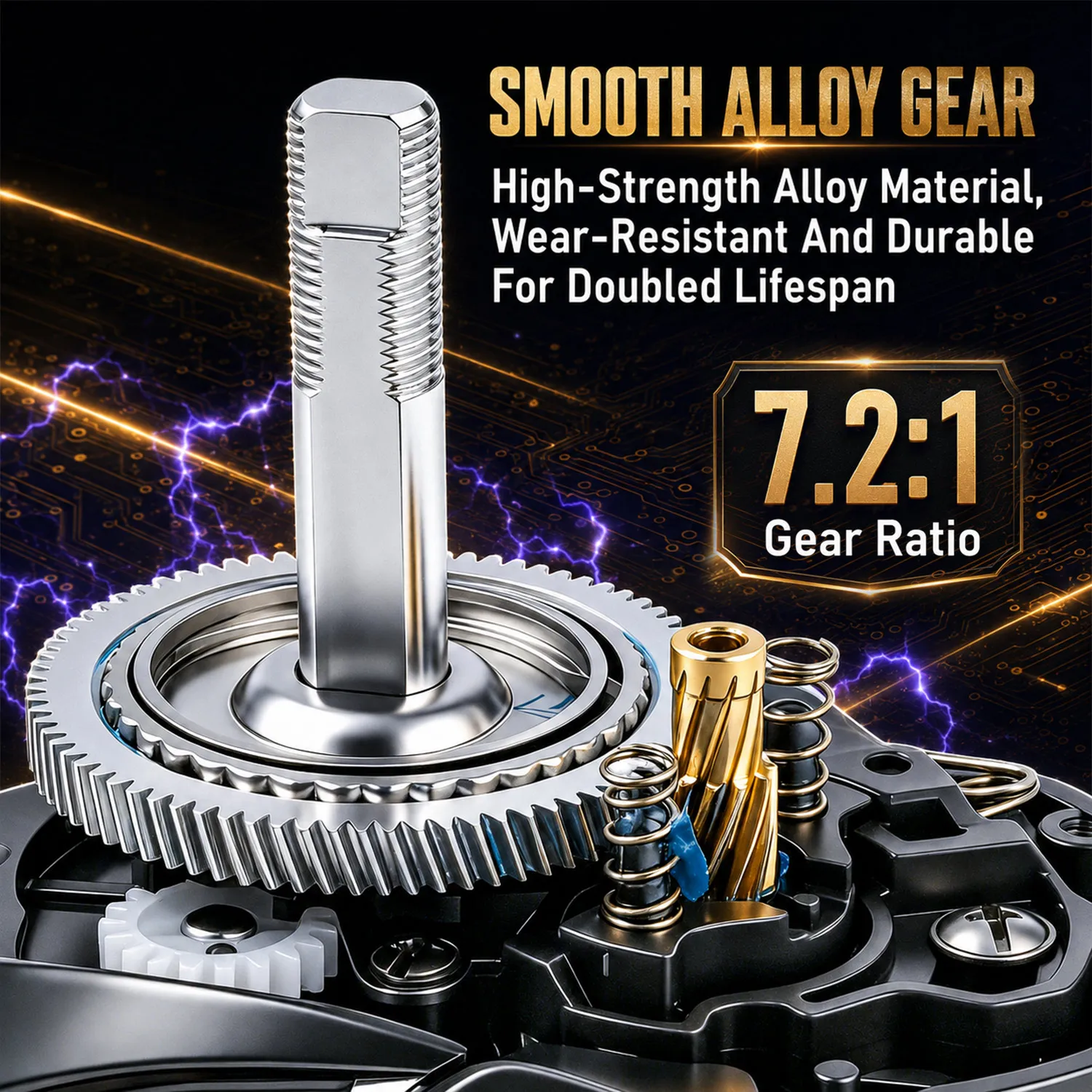 Sougayilang PRO DC Elektronische Baitcasting-Rolle Anti-Backlash 7.2:1 Übersetzungsverhältnis 7+1BB Carbon-Griff Salzwasser-Angelrolle – Detail 9