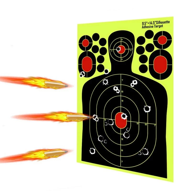 20 PCS 14.5 Inch Human Body Shape Shooting Targets Reactive Splatter Glow Florescent Paper Target For Shoot Training Accessories