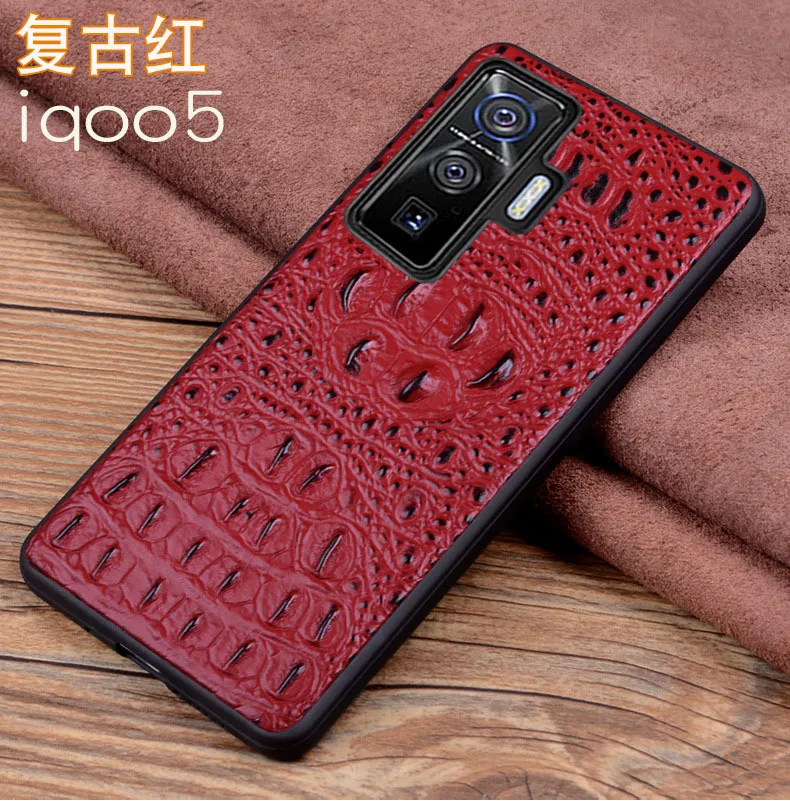 New Genuine Leather Luxury 3d Crocodile Head Phone Case For Vivo Iqoo 5 Pro Cover For Vivo Iqoo5 Pro Cases Bag image 4